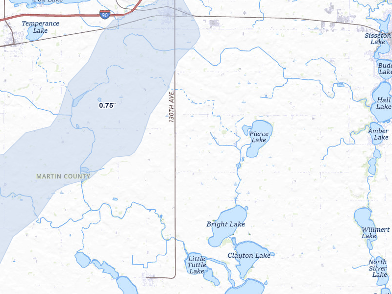 NEXRAD radar-signature map of the hail over Welcome, MN