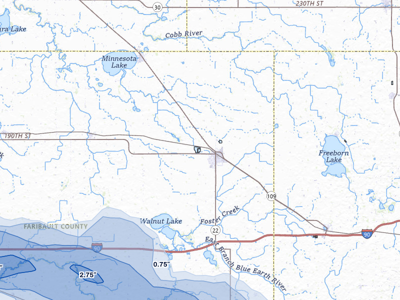 NEXRAD radar-signature map of the hail storm over Wells, MN on Aug 7, 2026