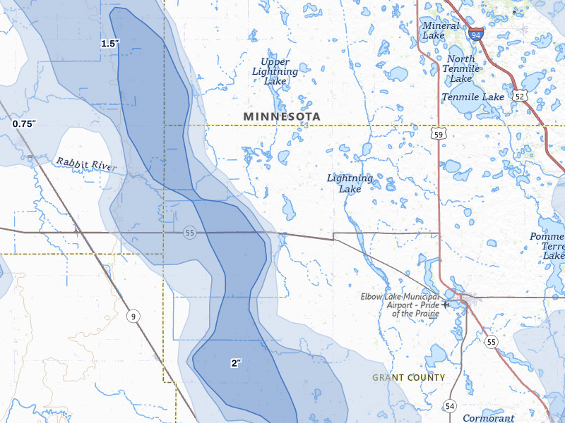 NEXRAD radar-signature map of the hail storm over Wendell, MN on Jul 6, 2026