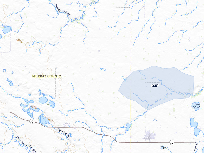 NEXRAD radar-signature map of the hail storm over Westbrook, MN on Jun 3, 2026