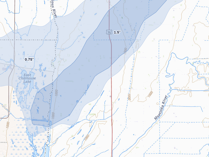 NEXRAD radar-signature map of the hail storm over Wheaton, MN on Jun 29, 2026