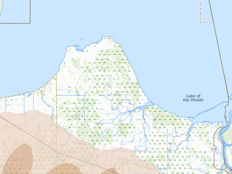 Radar-estimated hail-size map of the storm over Williams, MN on Jul 16, 2026