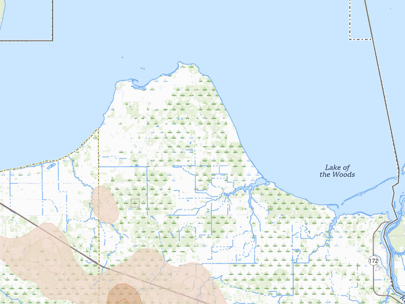 Radar-estimated hail-size map of the storm over Williams, MN on Jul 26, 2026