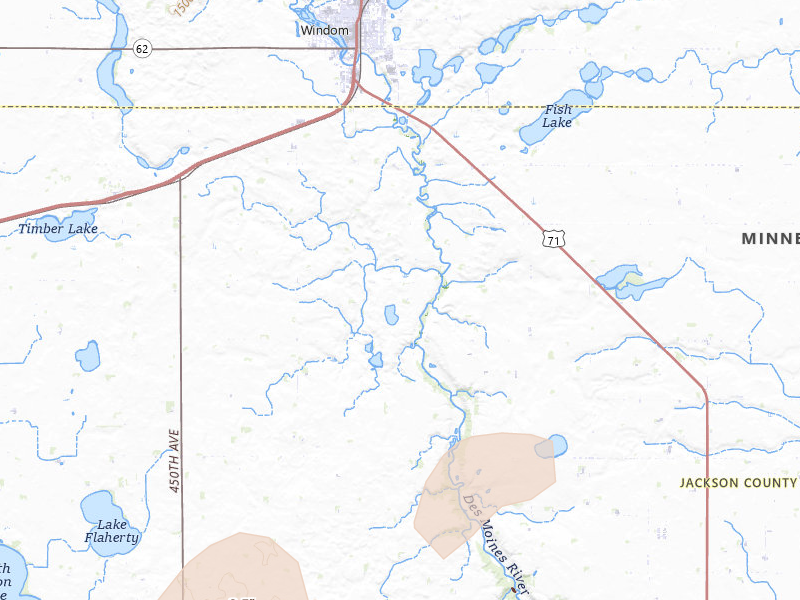 Radar-estimated hail-size map of the storm over Windom, MN on Sep 1, 2026