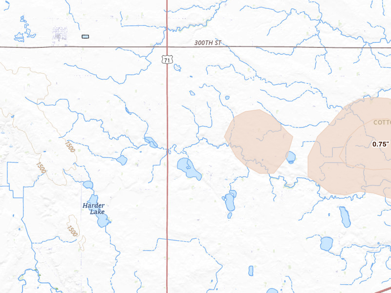 Radar-estimated hail-size map of the storm over Windom, MN