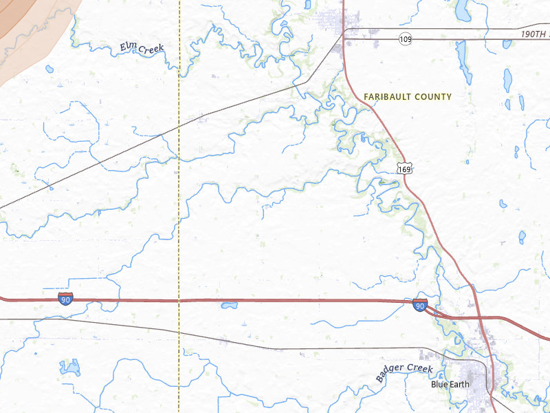 Radar-estimated hail-size map of the storm over Winnebago, MN on Apr 13, 2026