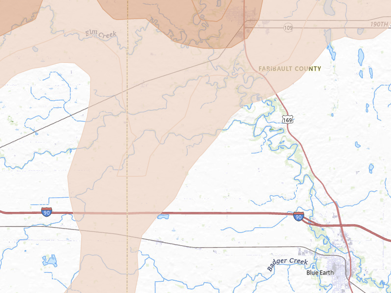 Radar-estimated hail-size map of the storm over Winnebago, MN on May 17, 2026