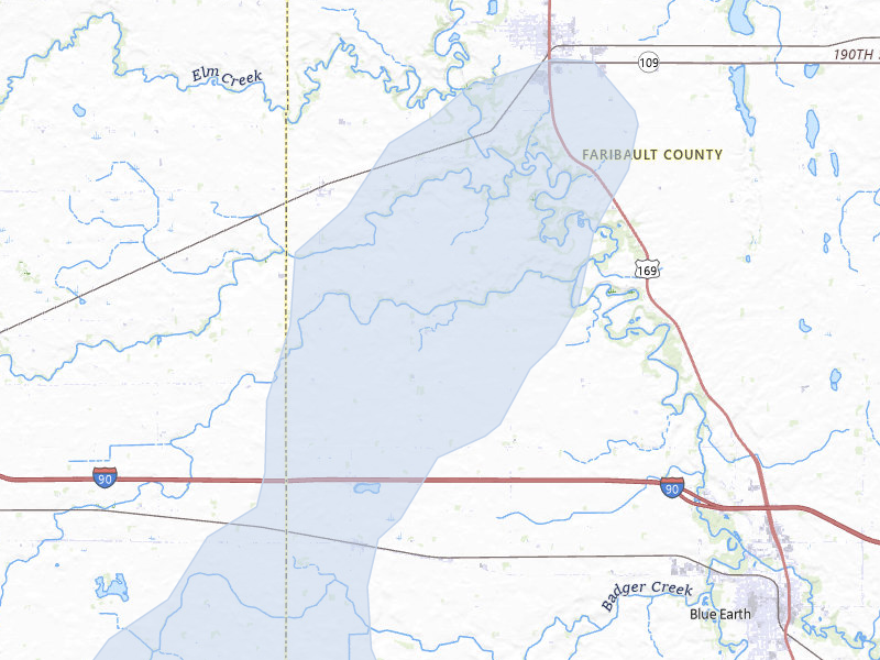 NEXRAD radar-signature map of the hail storm over Winnebago, MN on May 18, 2026