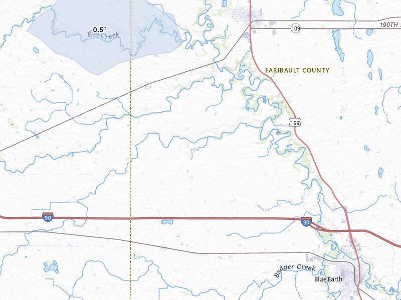 NEXRAD radar-signature map of the hail storm over Winnebago, MN on Jun 27, 2026