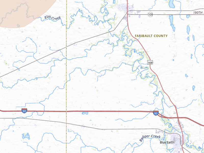 Radar-estimated hail-size map of the storm over Winnebago, MN on Jun 28, 2026
