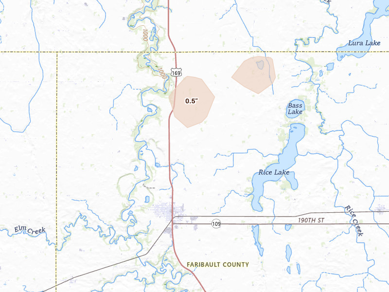 Radar-estimated hail-size map of the storm over Winnebago, MN