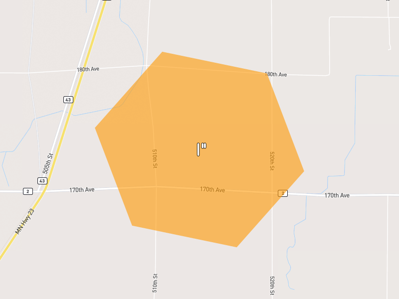 Hail map of Wood Lake, MN on Jun 4, 2026, hail up to 1"
