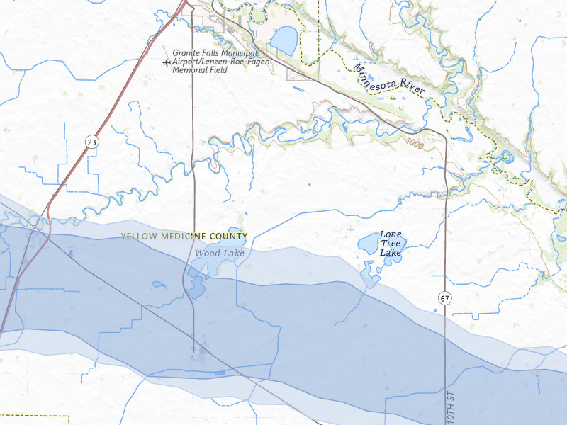 NEXRAD radar-signature map of the hail storm over Wood Lake, MN on Jul 7, 2026