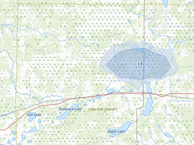 NEXRAD radar-signature map of the hail storm over Wright, MN on Aug 25, 2026