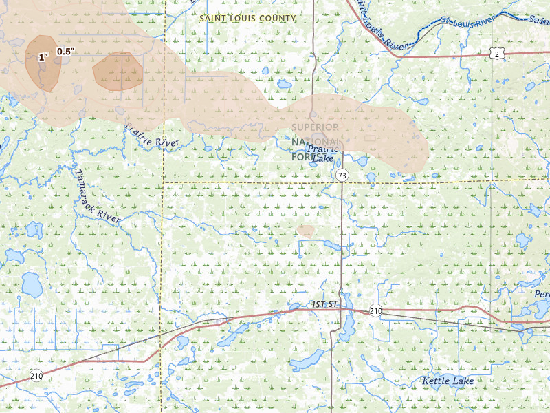 Radar-estimated hail-size map of the storm over Wright, MN on Sep 3, 2026