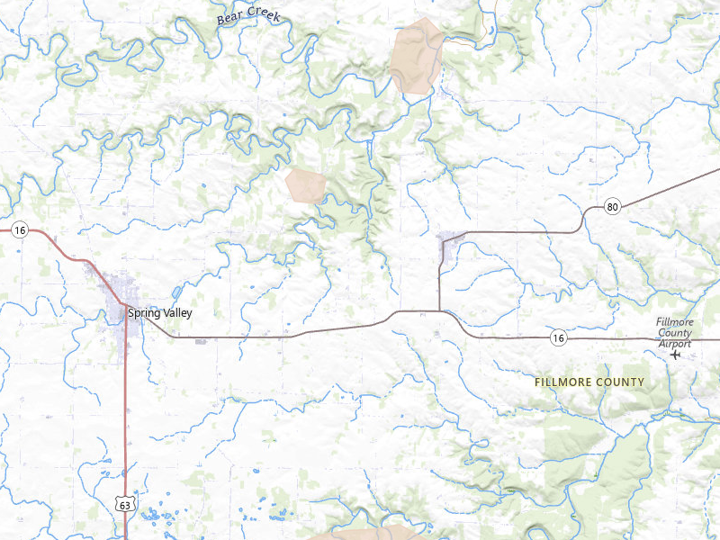 Radar-estimated hail-size map of the storm over Wykoff, MN on Jul 2, 2026