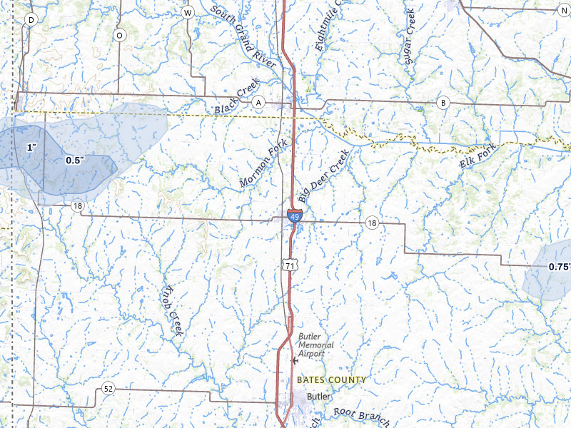 NEXRAD radar-signature map of the hail storm over Adrian, MO on May 30, 2026