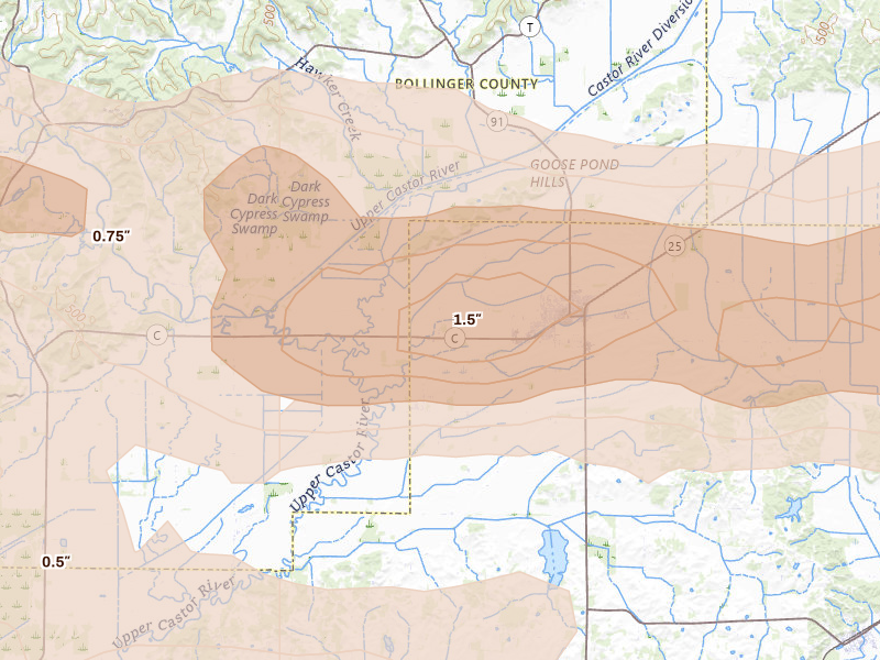 Radar-estimated hail-size map of the storm over Advance, MO