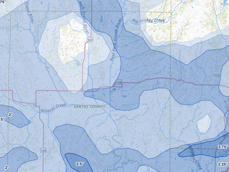 NEXRAD radar-signature map of the hail storm over Albany, MO on May 16, 2026