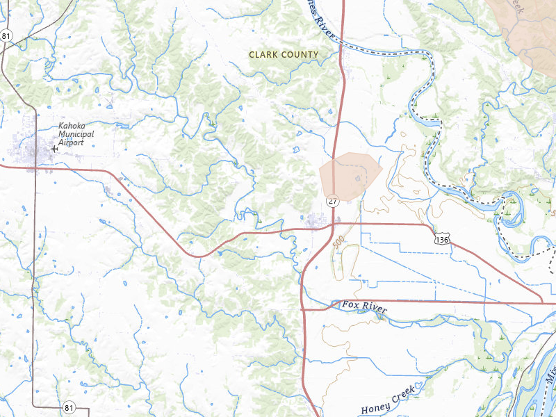 Radar-estimated hail-size map of the storm over Alexandria, MO on Aug 14, 2026