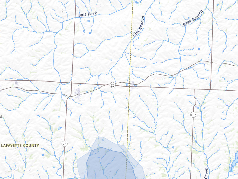 NEXRAD radar-signature map of the hail storm over Alma, MO on Jul 3, 2026
