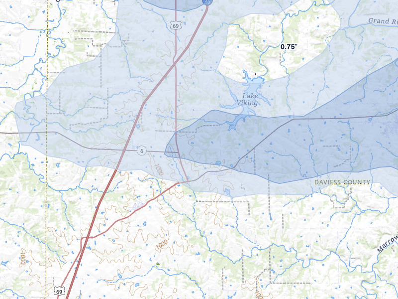 NEXRAD radar-signature map of the hail storm over Altamont, MO on May 16, 2026