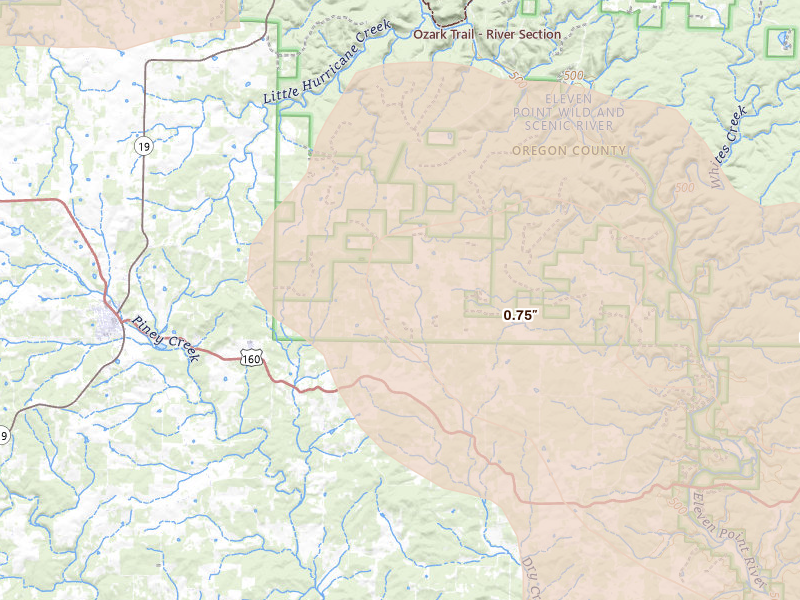 Radar-estimated hail-size map of the storm over Alton, MO