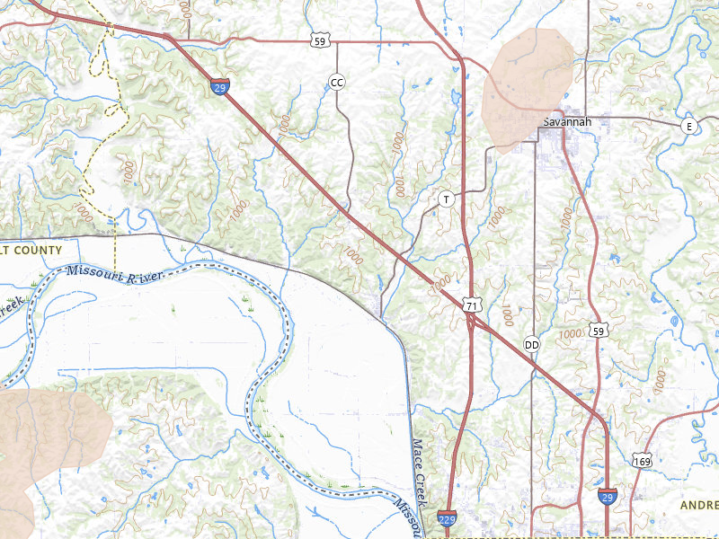 Radar-estimated hail-size map of the storm over Amazonia, MO on Jul 3, 2026