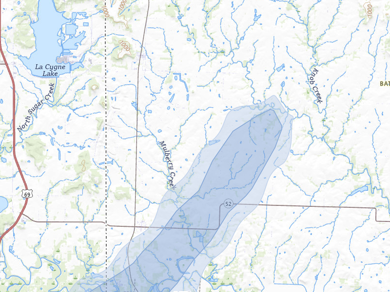 NEXRAD radar-signature map of the hail storm over Amoret, MO on Mar 6, 2026