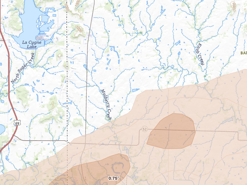 Radar-estimated hail-size map of the storm over Amoret, MO