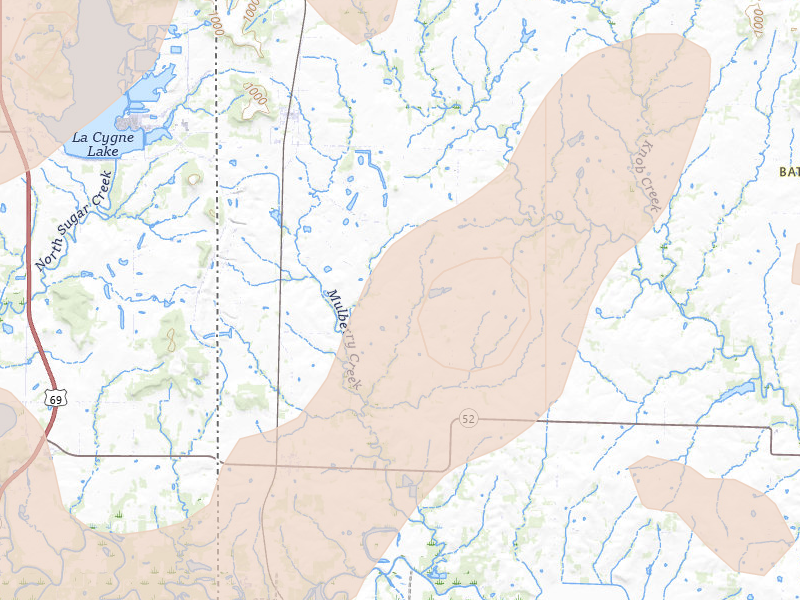 Radar-estimated hail-size map of the storm over Amoret, MO on Apr 26, 2026