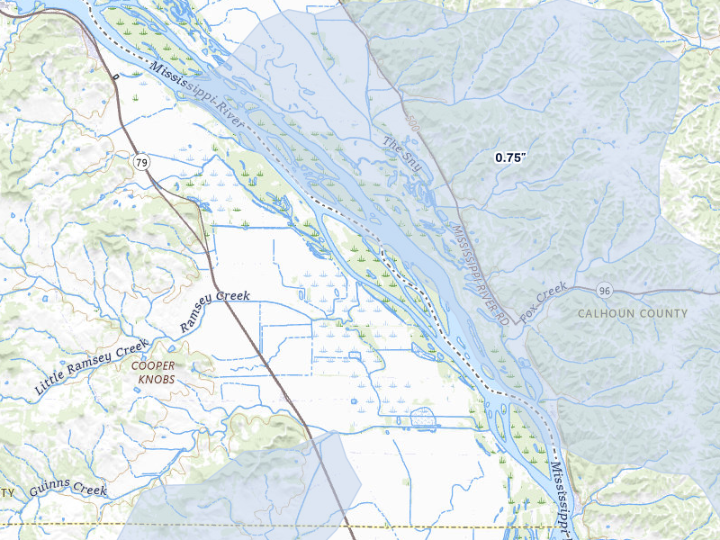 NEXRAD radar-signature map of the hail storm over Annada, MO on May 16, 2026