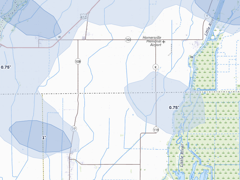 NEXRAD radar-signature map of the hail over Arbyrd, MO