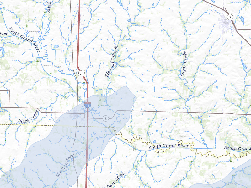 NEXRAD radar-signature map of the hail over Archie, MO
