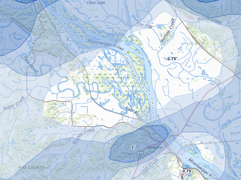 NEXRAD radar-signature map of the hail over Ashburn, MO