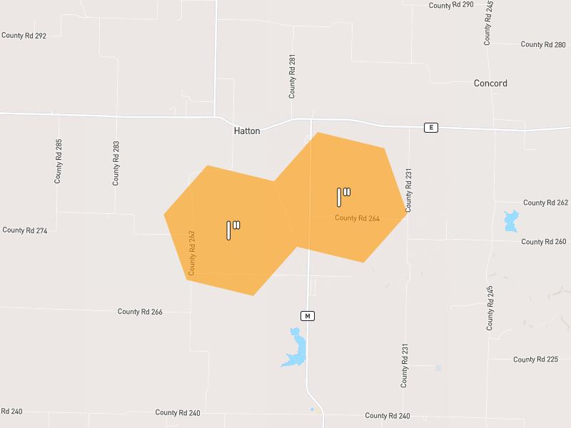 Hail map of Auxvasse, MO on Jun 1, 2026, hail up to 1"