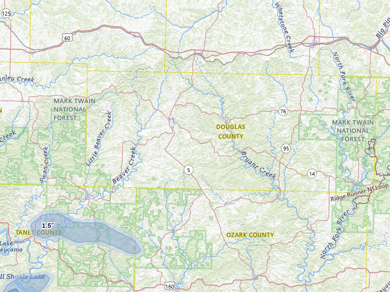 NEXRAD radar-signature map of the hail storm over Ava, MO on May 30, 2026