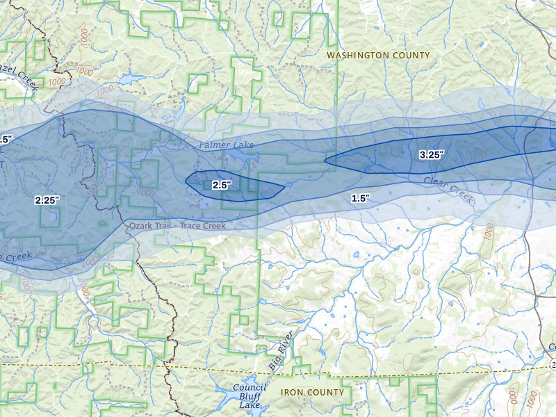 NEXRAD radar-signature map of the hail storm over Belgrade, MO on Apr 26, 2026