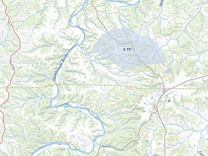 NEXRAD radar-signature map of the hail storm over Belle, MO on Jul 31, 2026