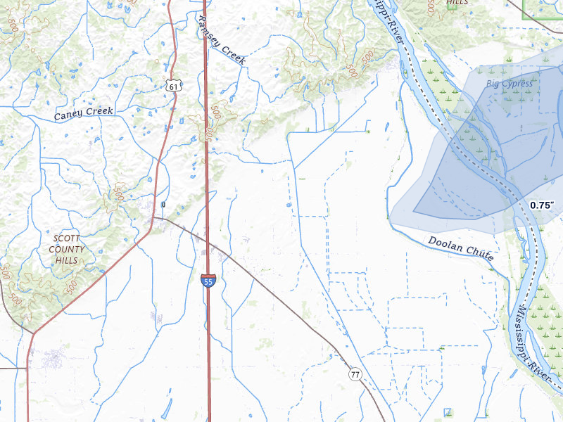 NEXRAD radar-signature map of the hail storm over Benton, MO on Jul 31, 2026