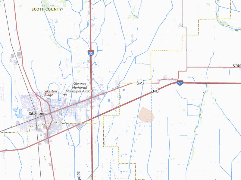 Radar-estimated hail-size map of the storm over Bertrand, MO on Jul 5, 2026