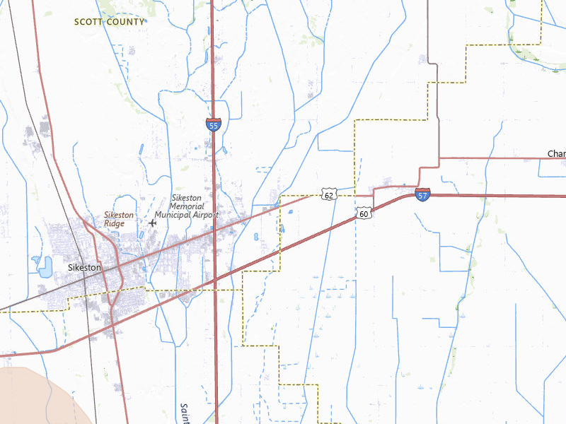 Radar-estimated hail-size map of the storm over Bertrand, MO on Jul 9, 2026