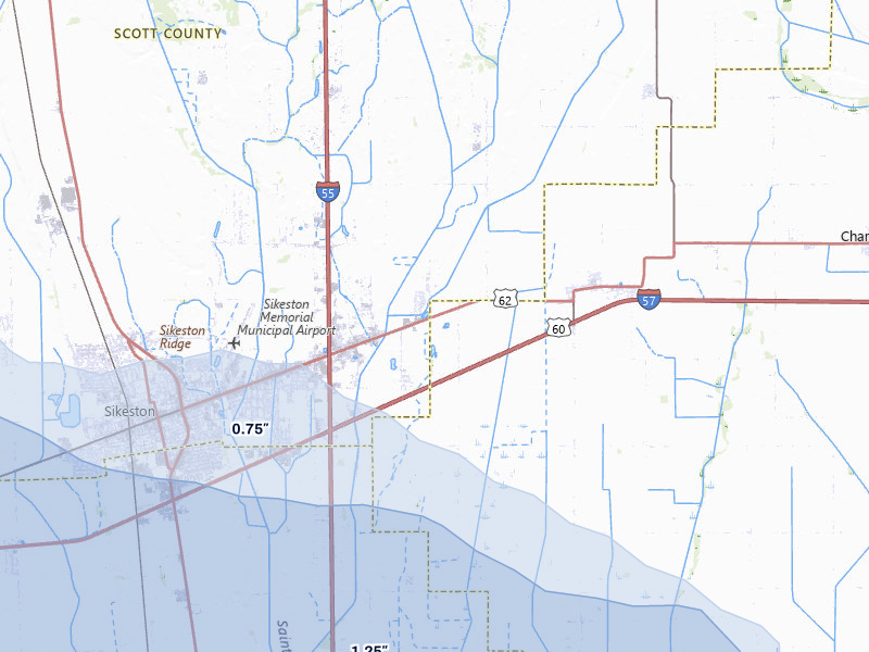 NEXRAD radar-signature map of the hail storm over Bertrand, MO on Jul 9, 2026