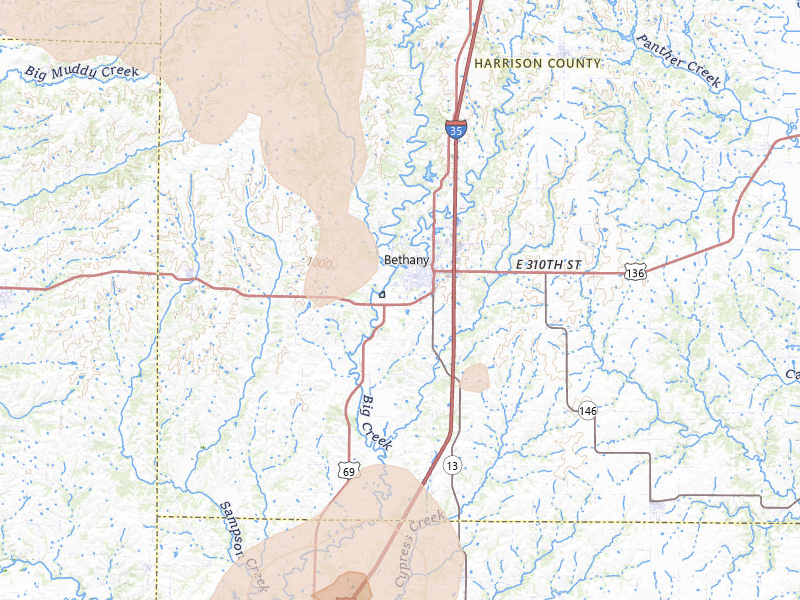 Radar-estimated hail-size map of the storm over Bethany, MO