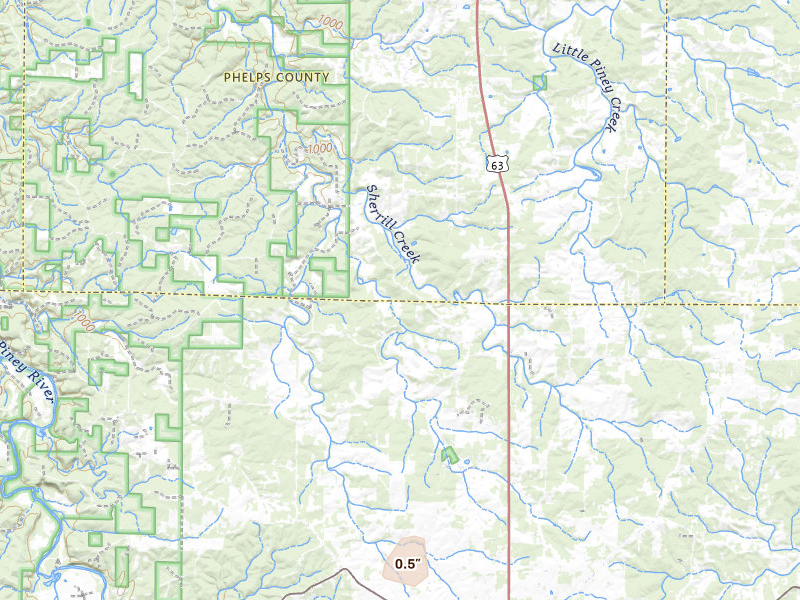 Radar-estimated hail-size map of the storm over Beulah, MO on Apr 28, 2026
