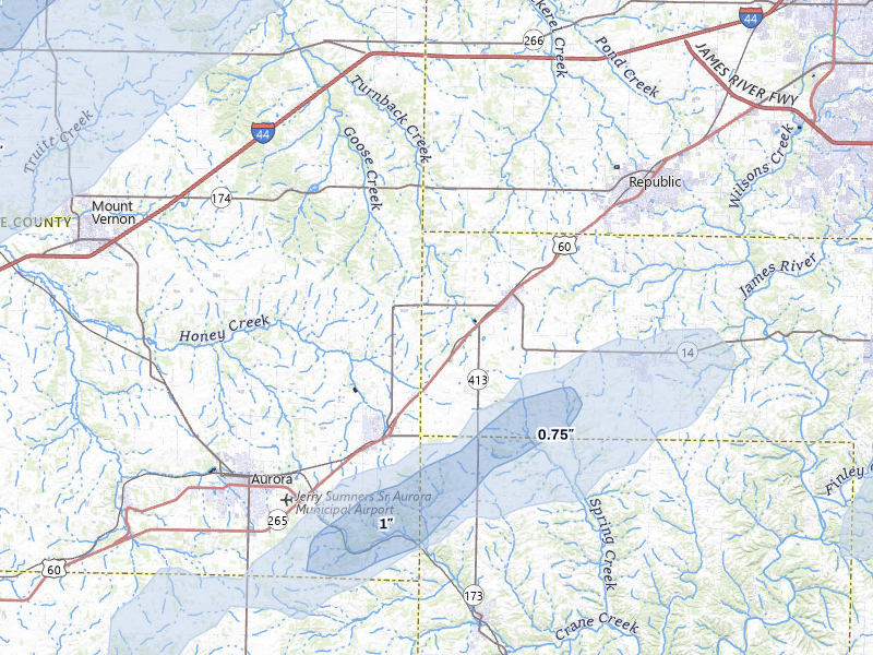 NEXRAD radar-signature map of the hail storm over Billings, MO on Mar 4, 2026