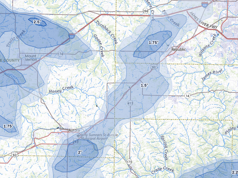 NEXRAD radar-signature map of the hail storm over Billings, MO on May 30, 2026