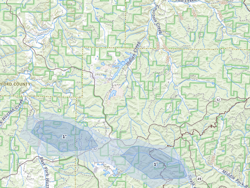 NEXRAD radar-signature map of the hail storm over Bixby, MO on Jul 31, 2026