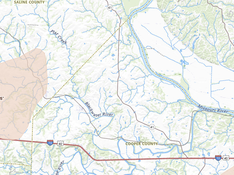 Radar-estimated hail-size map of the storm over Blackwater, MO on Apr 27, 2026