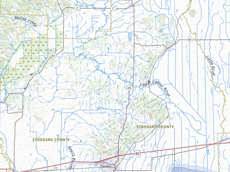 NEXRAD radar-signature map of the hail over Bloomfield, MO